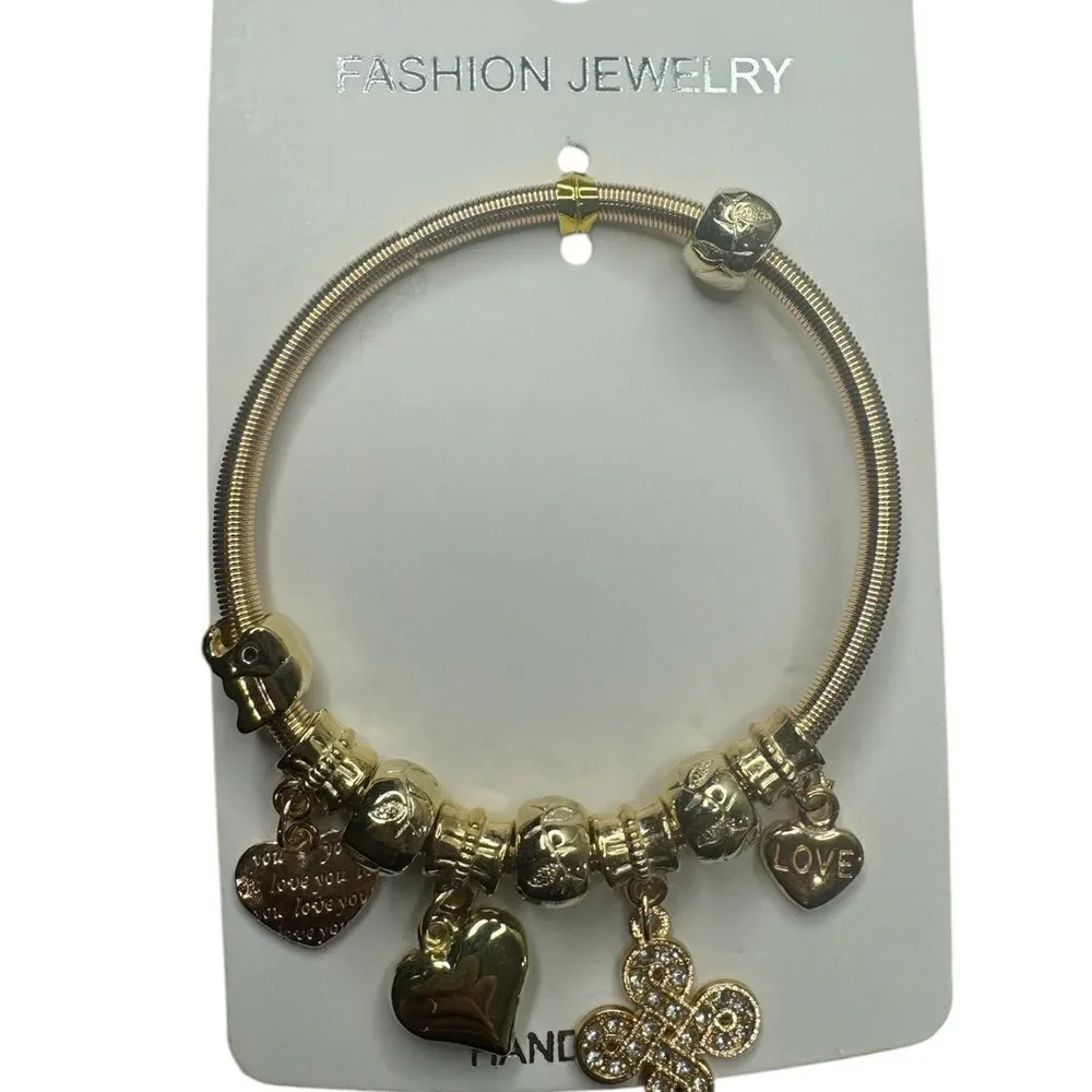 NWT Stretchy Gold or‎ Silver Tone Heart Bracelet $10 Closet Minimum Purchase